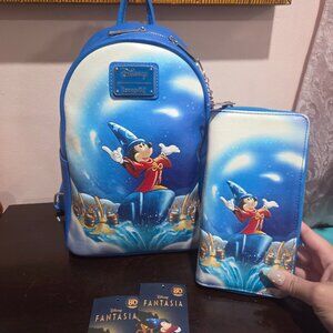 80th anniversary Sorcerer Mickey backpack and wallet